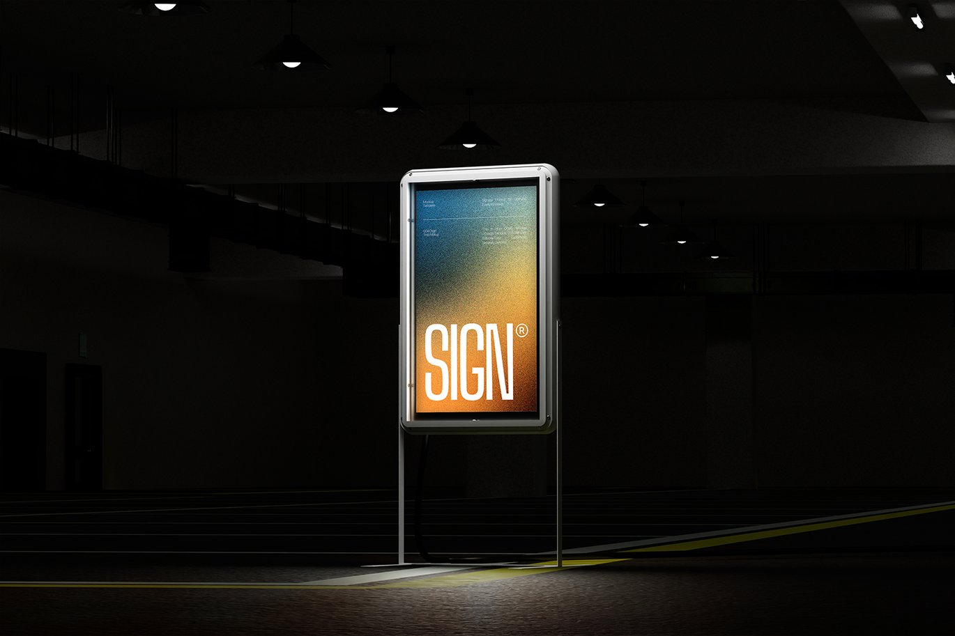 Multi-tenant directory pylon sign at commercial complex entrance in Dubai